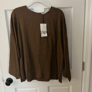 Zara Brown long sleeve tunic new with tags size Large